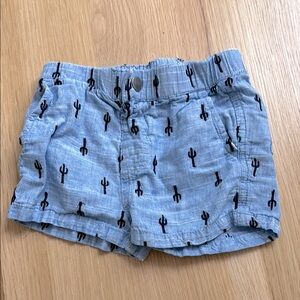 Seed Heritage Baby Boys’ Blue Linen and Cotton Cactus Print Shorts